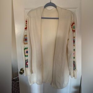 NWOT, CROCHET SLEEVE CARDIGAN